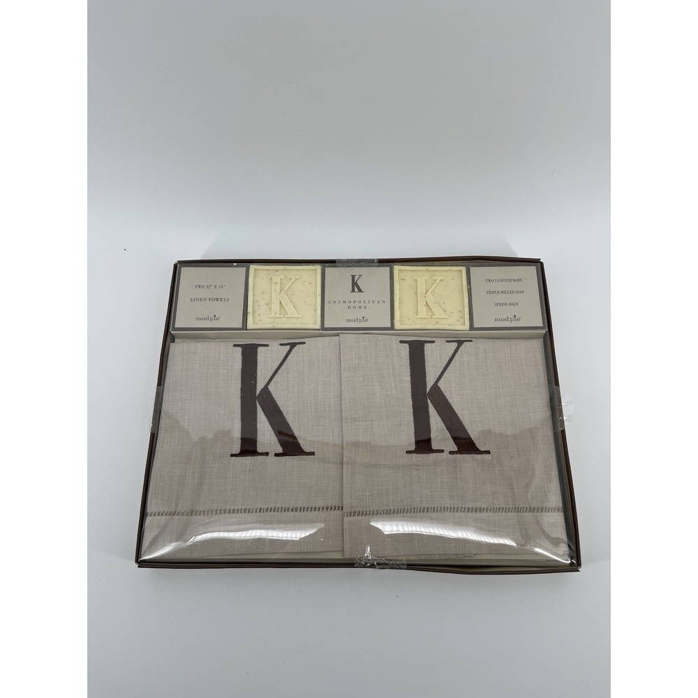 Mud Pie Set K Embroidered Guest Towels And Soap